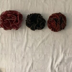 3/Bundle***Elegant Hair Scrunchies 3/Set - Red, Black, and Brown (3 for $13.00)